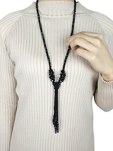Multi-color Crystal Beads Strand Knot Long Beaded Tassel Necklace for Women2