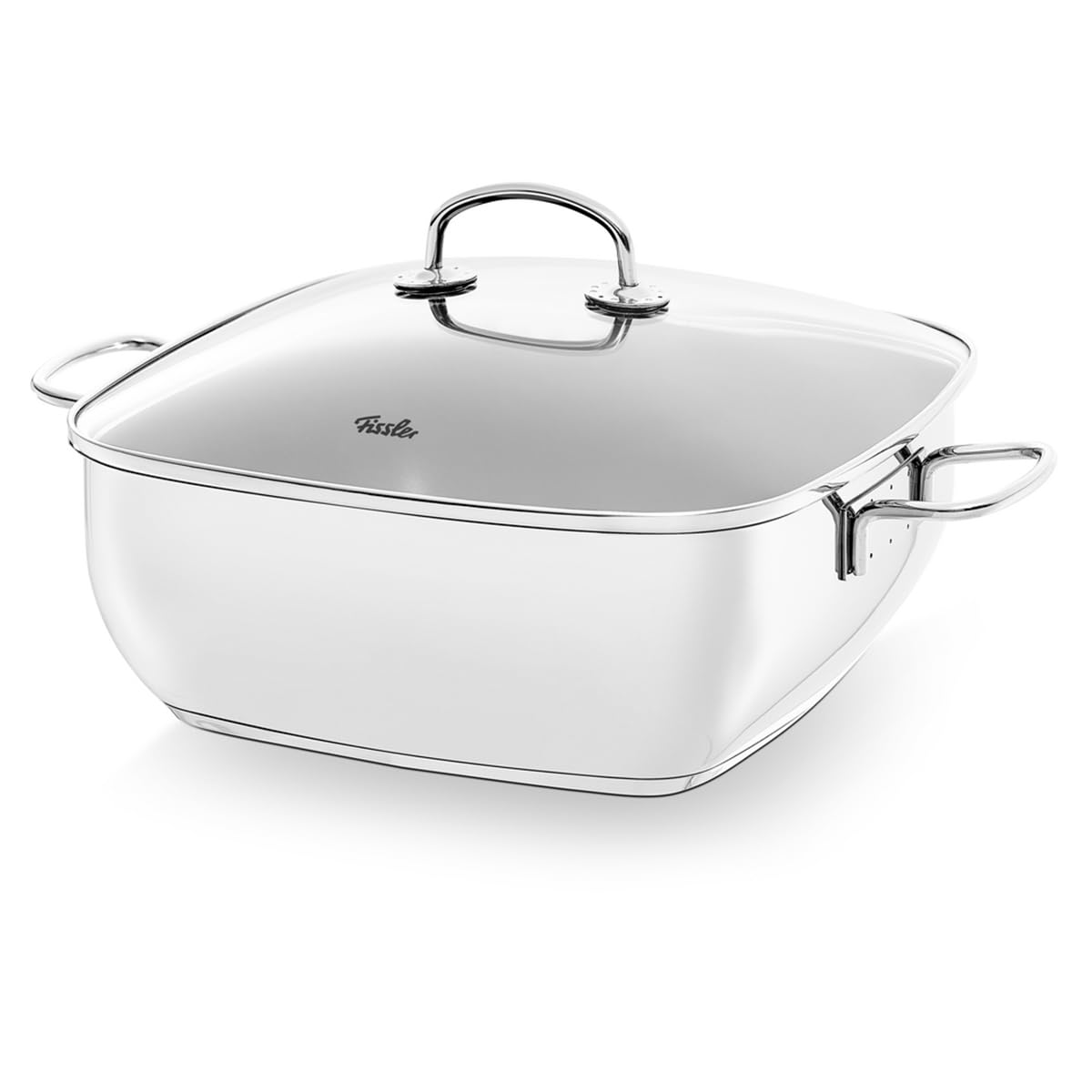 Fissler Secural/Edelstahl-Bräter, beschichtet (6,5 L - Ø 28 cm) Schmortopf rechteckig, mit Glas-Deckel, backofengeeignet - Induktion