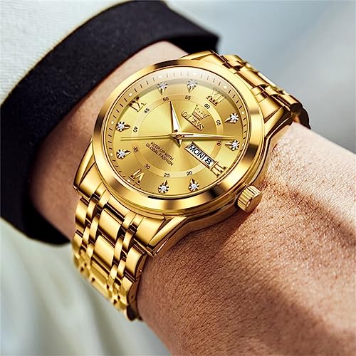OLEVS Classic Men Watches with Date,Stainless Steel Man Watch with Date, Bussiness Watches for Men,Luminous Quartz Mens Watches Black/White/Blue/Gold, Waterproof Male Watch with Week3