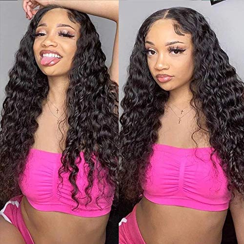 24 Inch 13x6 Invisible Lace Front Wigs Brazilian Human Hair HD Transparent Wig 150% Denisty Pre-Plucked Deep Part Water Wave Hair Lace Front Wigs Virgin Human Hair for Black Women