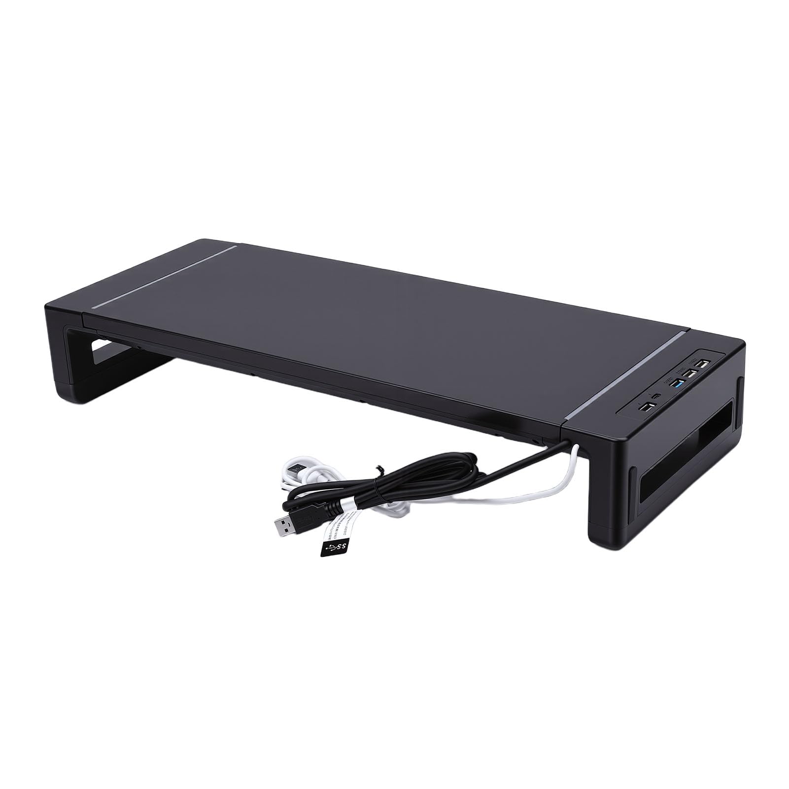 Podstawka Pod Wyświetlacz Komputera, Regulowany, Ergonomiczny Stojak z Uchwytem na Telefon, Szuflada do Przechowywania i 4 Porty USB, Podkładki Antypoślizgowe wytrzymują Obciążenie 55