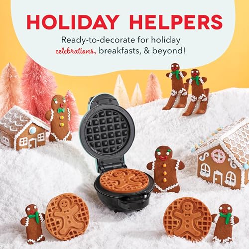Image of Dash MultiMaker Mini System Removable Plate Set - Nonstick Replacement Plates for Christmas Waffle Breakfast - Waffle Maker Not Included - 4-Inch - 2-Pack - Gingerbread & Snowflake