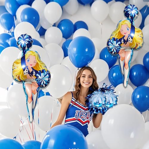 Image of Cheerleader Foil Balloons with Cheer Pom Poms Balloon for The World Cup Cheer Party Supplies Helium-Ready Cheerleading Birthday Party Decorations High School Celebration Event