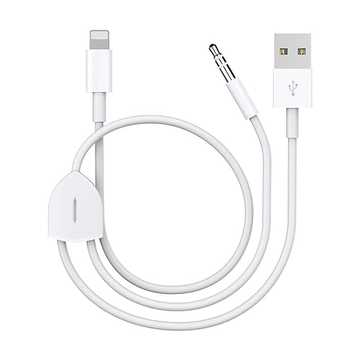 [Upgraded] Aux Cord for iPhone, Lightning to 3.5mm Aux Cord 2in1 Audio