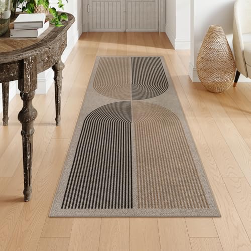 Image of Lahome Enfys Modern Rainbow Easy Jute Rug, 2x6 Kitchen Runner Washable Rug Runners for Hallways Farmhouse Carpet, Non Slip Indoor Outdoor Runner Contemporary Door Mat for Laundry Porch