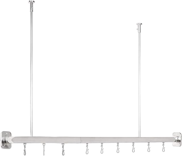 Tropik home NEW CHROME SHOWER CURTAIN RAIL ROD, L OR U SHAPE, CORNER POLE TRACK WITH HOOKS AND CEILING 2 SUPPORTS
