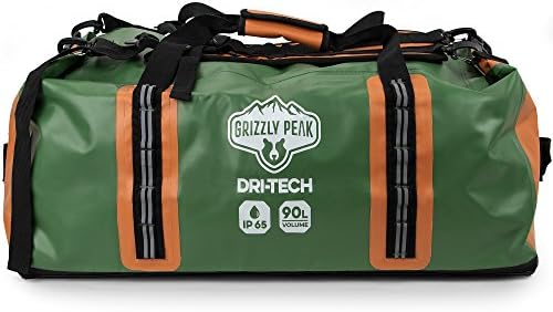 Grizzly Peak Dri-Tech Waterproof Dry Duffle Bag, IP 65 Lightweight Roll-Top Dry Bag with Backpacking Shoulder Straps & Pockets, Protect Personal Belongings for Camping, Outdoor Activities, & Gym Usage