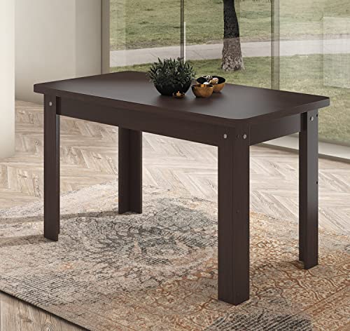 JUANIO Mesa de Comedor, Mesa de Salón Rectangular Color Wengué - Longitud 140 x Profundidad 80 x Altura 73,6 cm