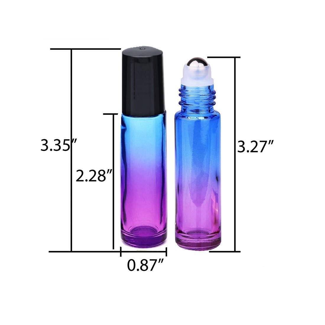 Botellas de cristal degradado 10 ml para aceites esenciales con embudo y etiquetas