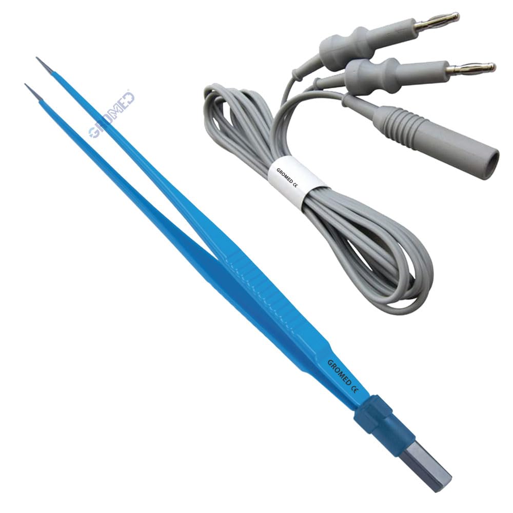 Gromed Straight Bipolar Forceps 20cm/8" + Bipolar Cable, Cautery Teflon Coated for longer durability Reusable Fine SS Tip Premium Quality Straight Forceps with Lead (B0CGJ3KNYC) Amazon Price History, Amazon Price Tracker