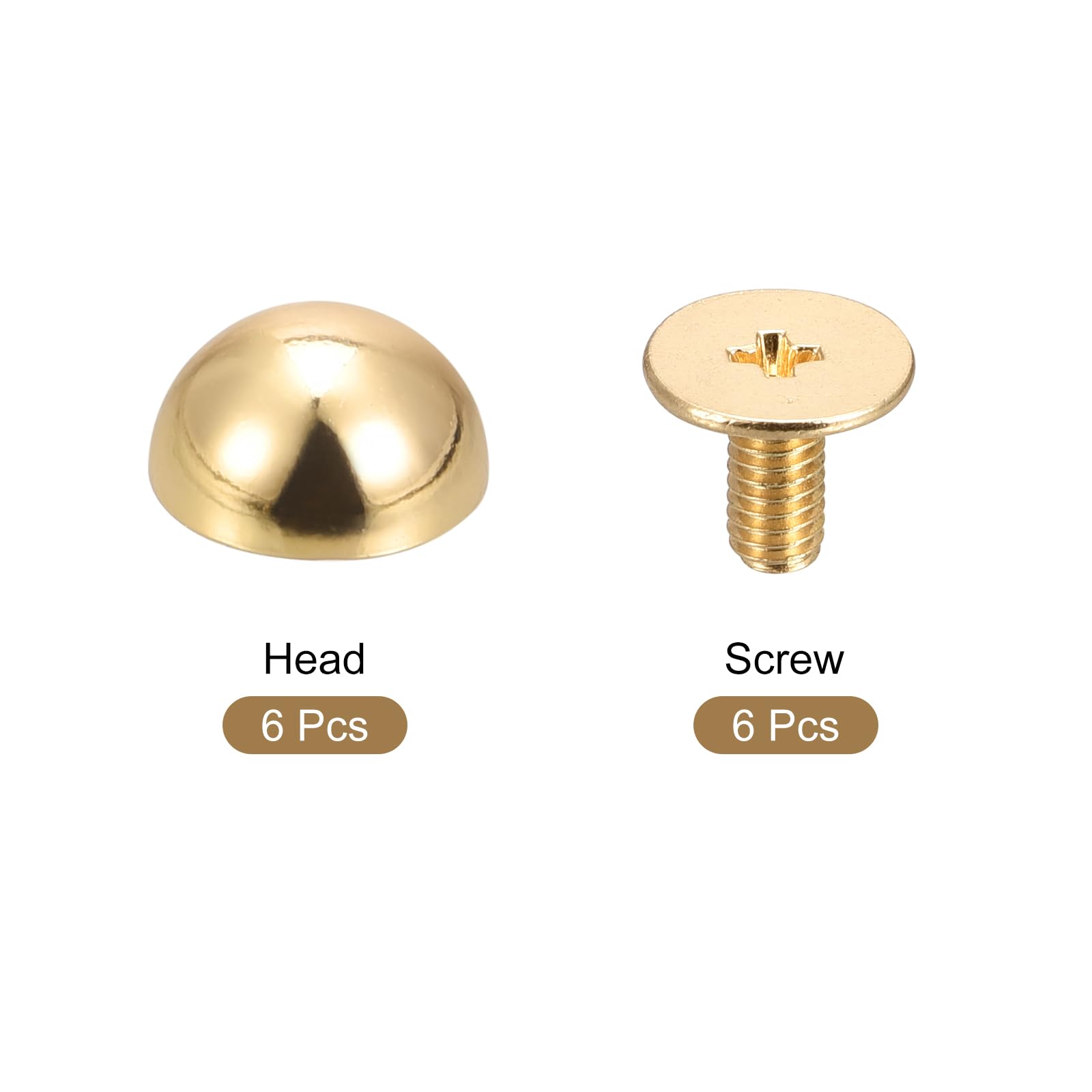 Rivetti a Vite 10x5mm per Cuoio, Tono Oro, QUARKZMAN 6 Sets