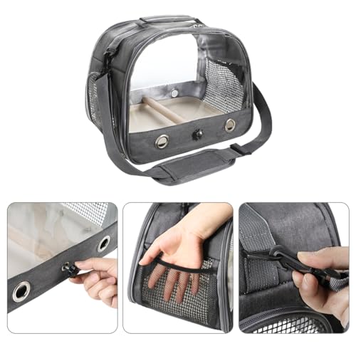 Image of Small Bird Travel Carrier Cage Portable Bird Parrot Parakeet Cockatiel Travel Carrier Bag Lightweight Birds Backpack with Standing Perch and Stainless Tray for Vet Visit Side Access Window