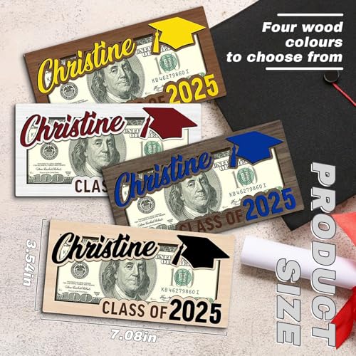 Personalized Graduation Money Holder 2025, Customized Name Graduation Gifts Wooden Cash Clip, Money Box for College Graduates4