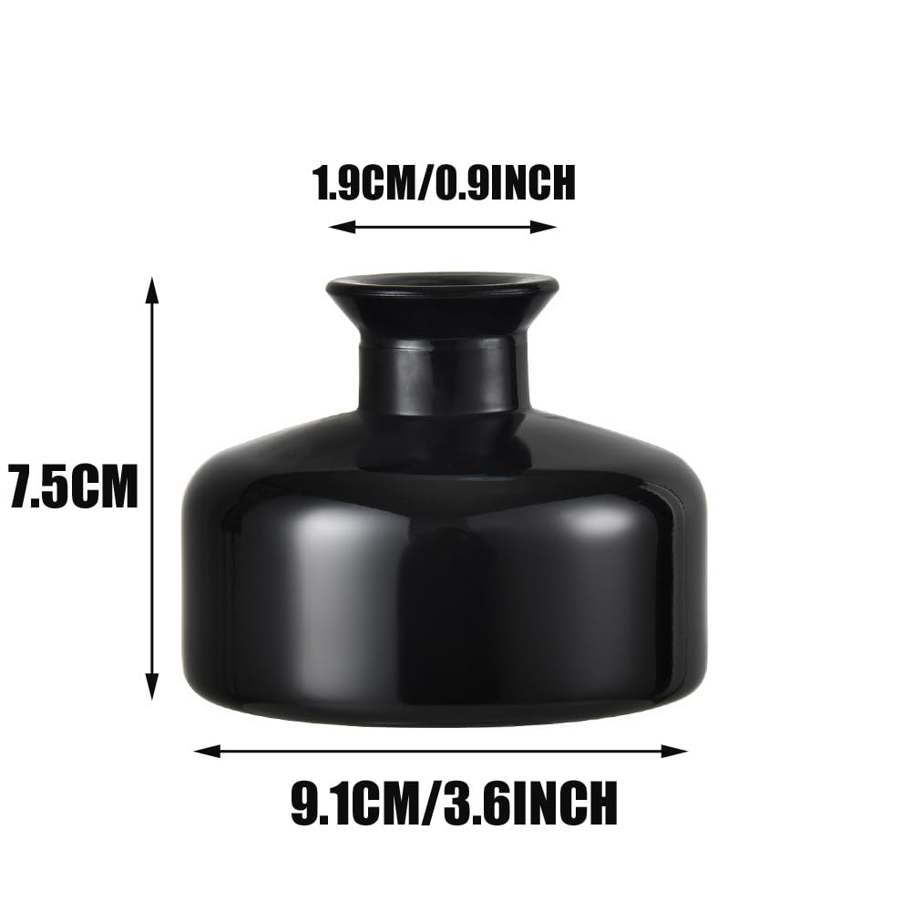 200 ml/6.7 oz Empty Glass Diffuser Bottles Refillable Aromatherapy Jar Container DIY Replacement Reed Diffuser Accessories Essential Oils Crafts Decor(Black)
