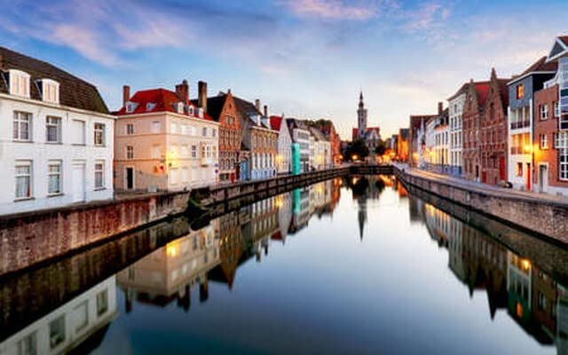 Tableau acrylique Bruges paysage Belgique décoration murale 100x60