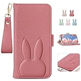 iPhone 13 ケース 手帳型 可愛いうさぎ iPhone13 手帳型ケース かわいい お洒落 マホケース アイフォン 13ケース 手帳型 人気 あいふぉん13ケース手帳型 あいふぉん13 携帯ケース カード収納 スタンド機能 大人ス サイドマグネット付きストラップ 柔らかいTPUケース スキミング防止機能 落下防止 男女兼用スイカレッド