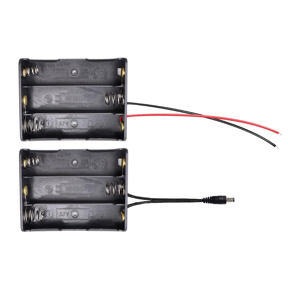 KBT 18650 Battery Case Holder, 3-Slot DIY 12V Battery Storage Box with Cable and DC5521 Connector