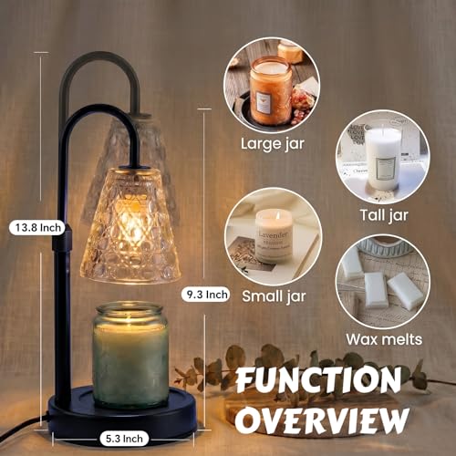 QY QUEEY Candle Warmer Lamp,Height Adjustable & Dimmable with 2/4/8H Timer,Includes 2 Halogen Wax Melter Warmer, Flameless & Smokeless,Gift for Women Mom, Friend Sister, House Warming Gifts — view 5