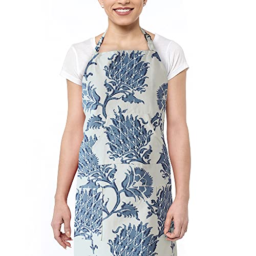 Image of HPD Half Price Drapes Aprons for Men Women with Large Pockets Adjustable Unisex PRTW-D51A-AP Duchess Printed Cotton, 27 X 34 Inch, Duchess Blue