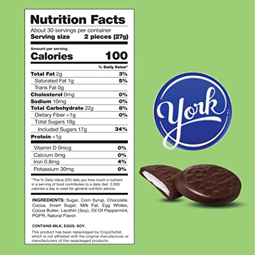CrazyOutlet YORK Eggs Easter Candy Dark Chocolate Peppermint Patties, Bulk Pack 2 Pounds