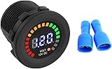 CYSFETENA Schwarz 12V Motorrad Instrument Batterieanzeige,Motorrad Digital Wasserdicht Voltmeter,LED Anzeige Motorrad Voltmeter 12V Auto für Boot ATV UTV Wohnwagen Wohnmobile