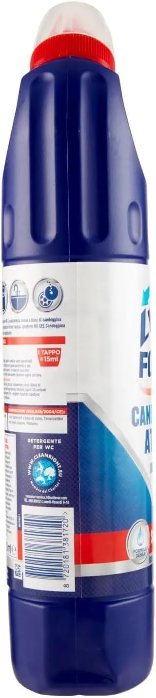 15x Lysoform Candeggina Attiva WC Gel 750 ml – WC-Reiniger mit Bleiche – Entfernt Kalk und hartnäckigen Schmutz,+ Italy Shop Service Kostenloser Schlüsselanhänger