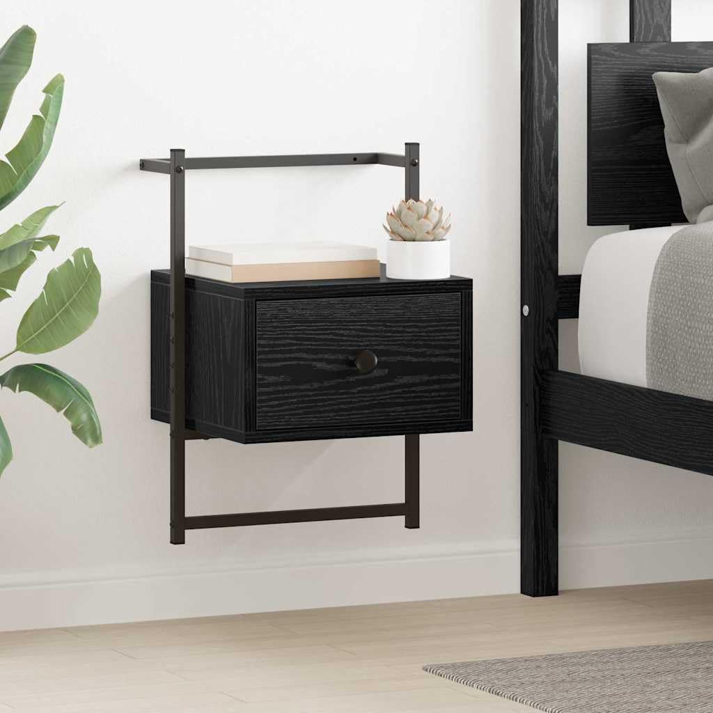 Table de chevet en métal aspect chêne aux finitions soignées Lot de 2