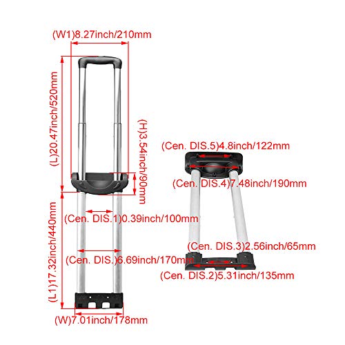RDEXP 51cm Stretchable Length Travel Luggage Telescopic Handle Replacement Spare Part Suitcase Pull Drag Rod G003 20inch Suitable for 20-inch suitcase4