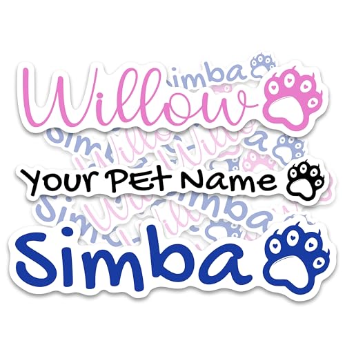 Custom Pet Name Sticker with Cat Paw for Laptops & Bottles