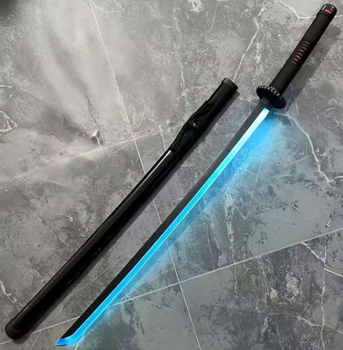 duwanlhridh 木刀 居合刀 模造刀 居合練習刀 鞘付き 剣術 鍛練 剣道 武術 剣道刀剣練習 日輪刀 光る刀 光る剣 軽量 竹 アクリル刃 充電器付き 撮影用 コスプレ道具 ハロウィンイベント ライトセーバー おもちゃ 贈り物 (水色)