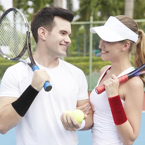 Image of 6 Inch Wrist Sweatbands Tennis Wrist Bands Absorbent Sweat Band for Men and Women Sport Long Wrist Bands, Breathable Cotton Athletic Sweatbands for Basketball, Workout, Running (4 Pack)