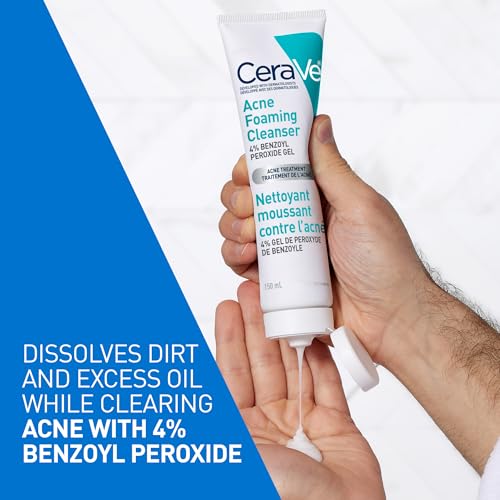 CeraVe 4% Benzoyl Peroxide Acne Treatment Foaming Cleanser Face & Body Wash, with Hyaluronic Acid and Niacinamide. Helps Clear Acne Pimples and prevent breakouts. Gentle Gel, Fragrance-Free, 150ML - Image 7