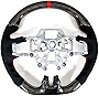 IKON MOTORSPORTS, Steering Wheel Compatible With 2018-2022 Ford Mustang, V3 Style Black Carbon Fiber Steering Wheel Brushed Kit Red Stitching Red Ring With Leather, 2019 2020
