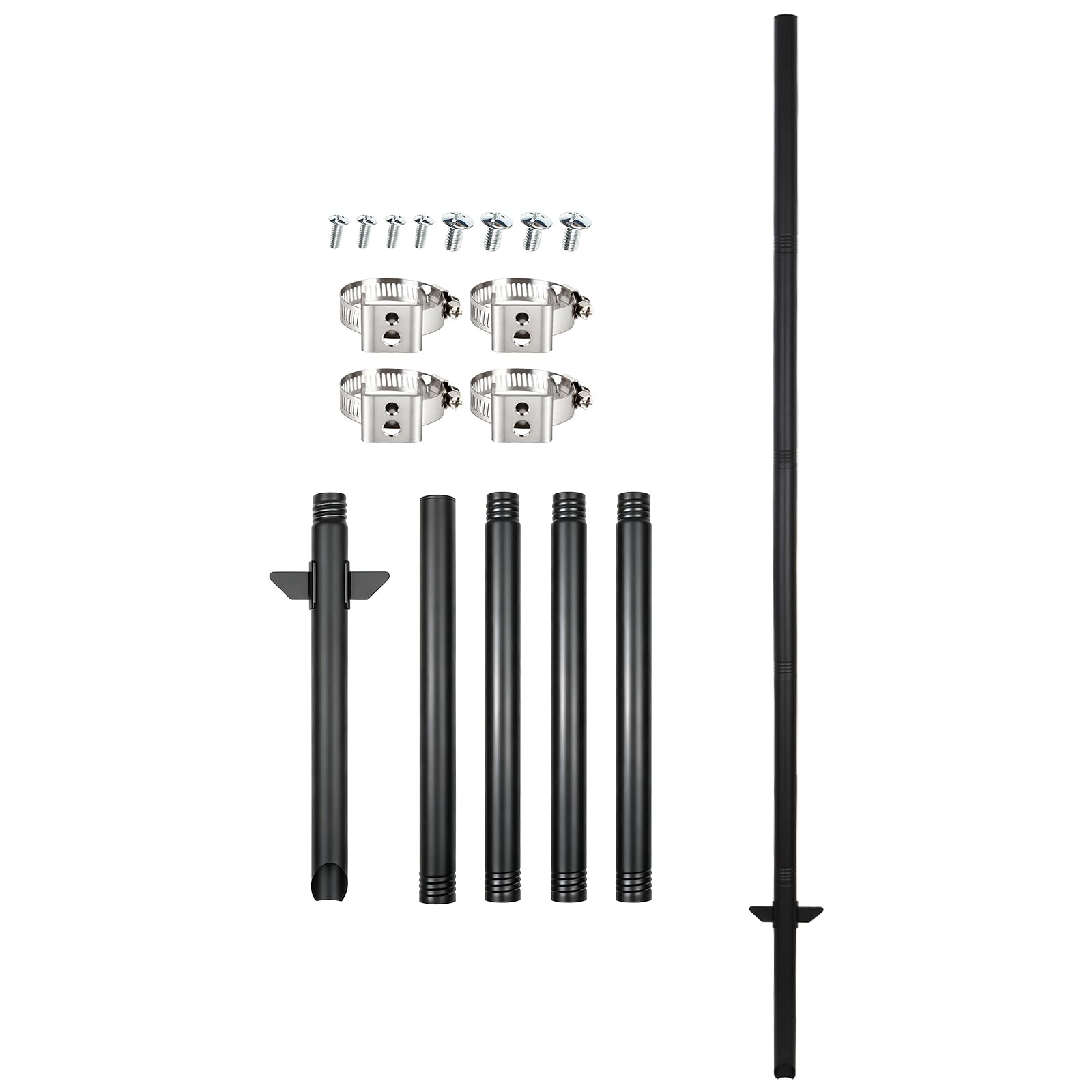 1-pack Sign Post Garden Yard Sign Stake Holder 2 Meter High Φ38mm Thick for safety Warning Signage with Spike Clamp and Accessories (1, black, 2000 mm)
