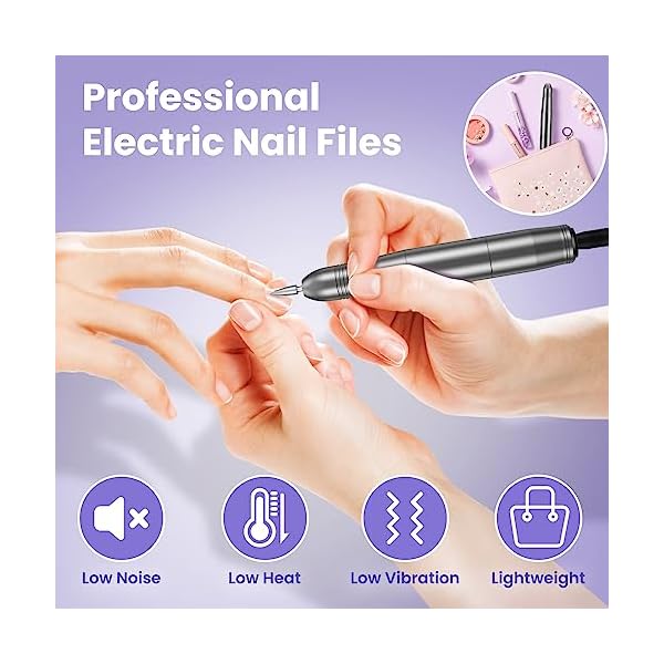 Nagelfräser, Nagelfräser für Gelnägel, Elektrische Nagelfeile 20000 u/Min Verstellbare Geschwindigkei Fräser für gelnägel, Pediküre Maniküre Set für Gelnägel,Acryl Gelnägel,Nagelhaut Shellac Acrylgel – Bild 3