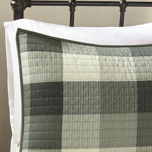 Image of Madison Park Reversible Quilt Cabin Lifestyle Plaid Design - All Season, Breathable Coverlet Bedspread Bedding Set, Matching Shams, Ridge Grey Full /Queen(90 inchx90 inch) 6 Piece