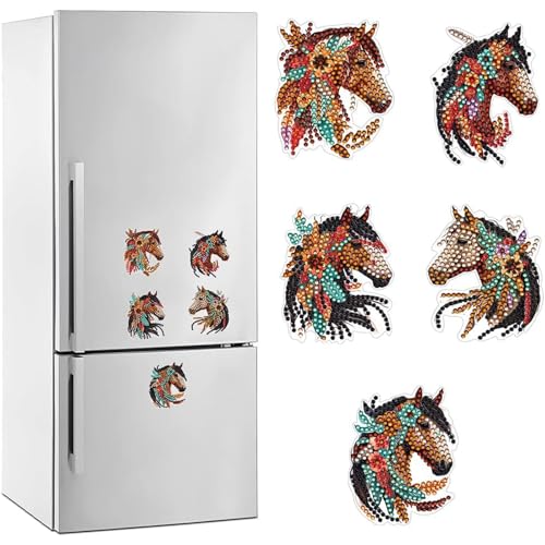 Horse Diamond Art Magnets Kits 5 PCS DIY Small Diamond Painting for Adults