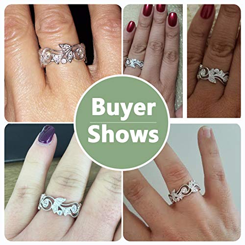 Newshe Vintage Wedding Bands for Women Engagement Eternity Ring Cz 18K White Gold Copper Size 9