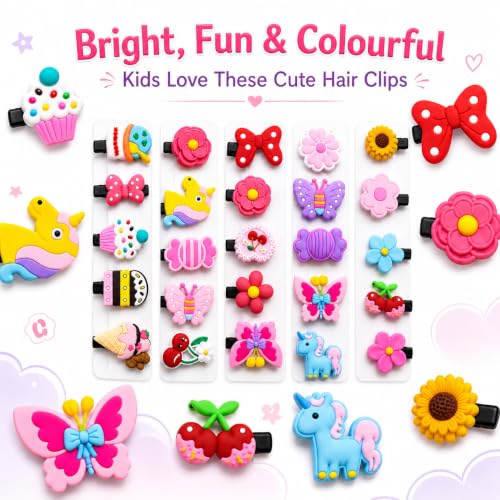 Image of 30 Pcs Hair Accessories for Kids Girls | Cute Baby Hair Clips Set in Mixed Designs & Colours | Hair Clips for Baby Girls | Kids Hair Clips for Girls Daily Wear | Mixed Designs