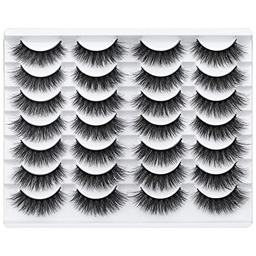 Wiwoseo Lashes 3D Faux Mink Lashes Fluffy Full Thick 16mm False Eyelashes Cat Eye Lashes Pack Fake Eyelashes, 14 Pairs Pack