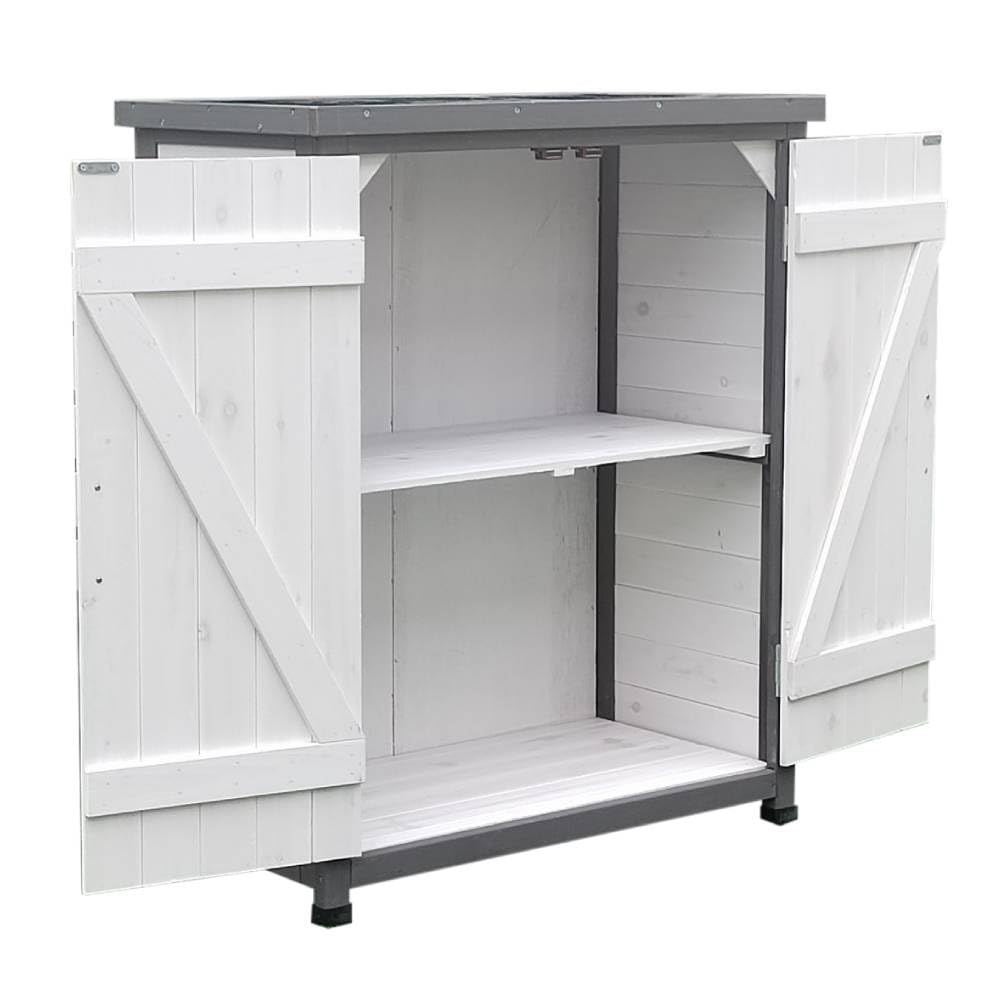 Melko Armadio da giardino, bianco/grigio, con 2 ante