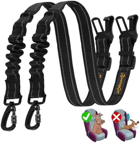 2 Pack Dog Seat Belt Adjustable Dog Car Seatbelts For Vehicle Nylon Pet Safety Seat Belt With Elastic Bungee Buffer Reflective & Durable Car Harness For Dogs - View #7