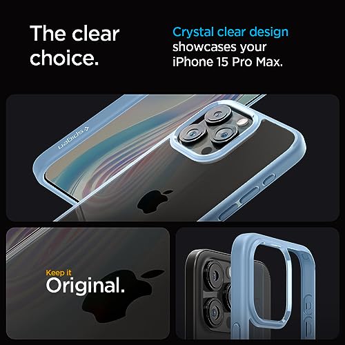 Image of Spigen Ultra Hybrid Back Cover Case for iPhone 15 Pro Max, Durable Hybrid Structure, Air Cushion Technology - PC+TPU | Sierra Blue