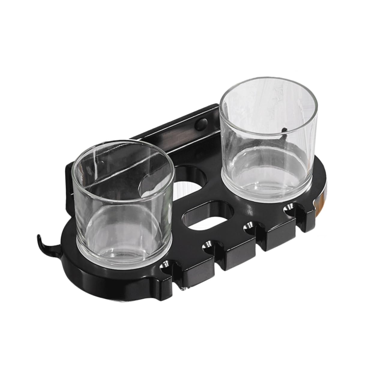 Portacepillos de Dientes con Vasos Doble de Aluminio Space Negro | Ganchos, Diseño Multifuncional, Acabado Anti Óxido, Soporte de Baño con Doble Taza