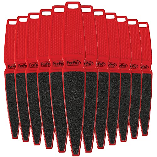 ForPro Pedicure Paddle Foot File, 120/180 Grit, Red, Pedicure File for Heels, 10â€ L, 12-Pack