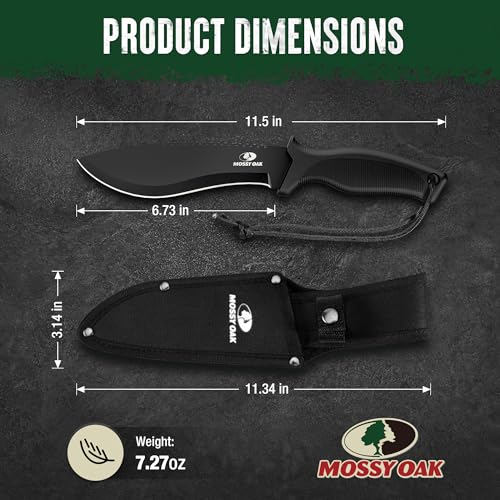 Image of Mossy Oak 11.5'' Machete for Yard Work, Survival Kukri Machete Knife with Sheath, EDC Gear, Ergonomic Anti-Slip Handle, Stainless Steel Machetes for Cutting Trees, Gardening, Bushcraft and Hunting