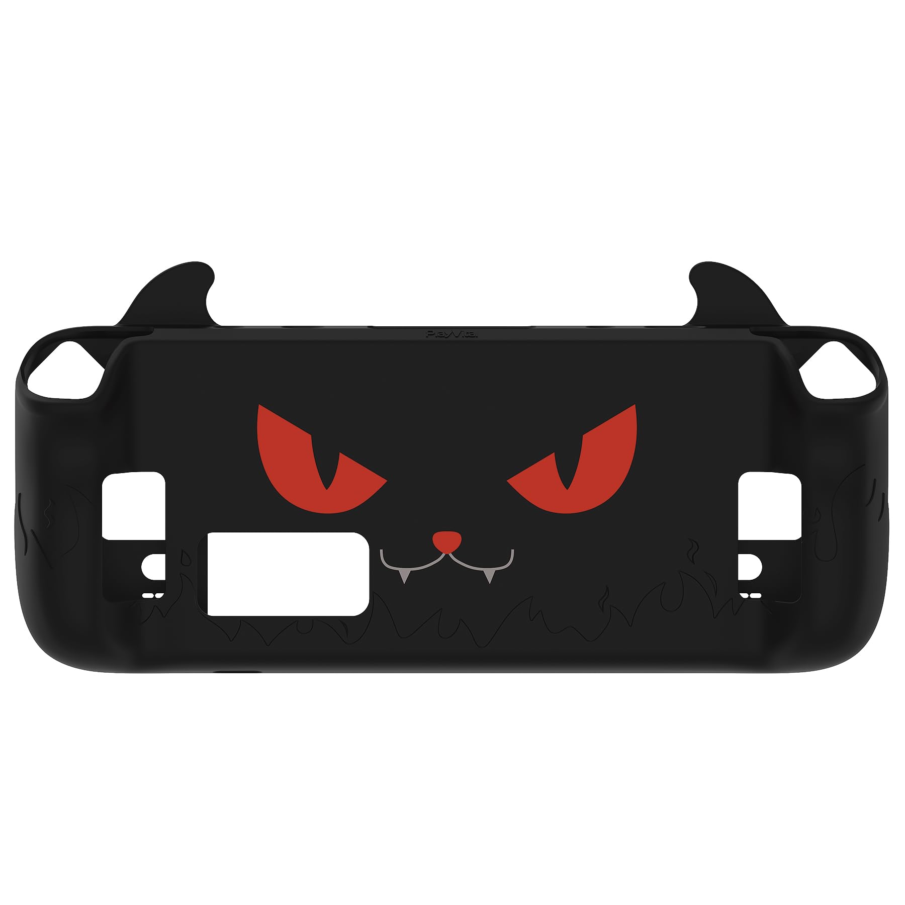PlayVital Cover Skin per Steam Deck OLED/LCD, Custodia Silicone Protettiva Grip Antiscivolo&Copri Levette Analogiche&Adesivi per Trackpad&Tasti Posteriori, Demone Carino, Nero