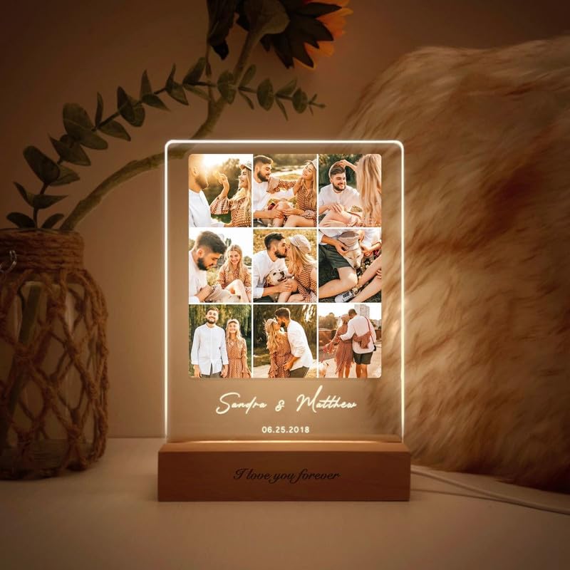 THE GRANDEUR Personalised Acrylic Led Photo Frame, Customized Led Photo Frame, Birthday Gift, Engagement Gift, Couples Gift, Tabletop