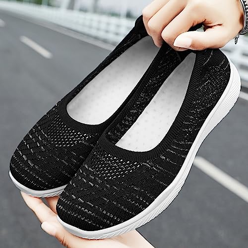 Hbeylia Women's Slip On Walking Shoes Fashion Lightweight Breathable Flying Woven Mesh Upper Casual Running Shoes Ladies Memory Foam Tennis Shoes Workout Footwear Non-Slip Gym Loafers for Work Nurse4