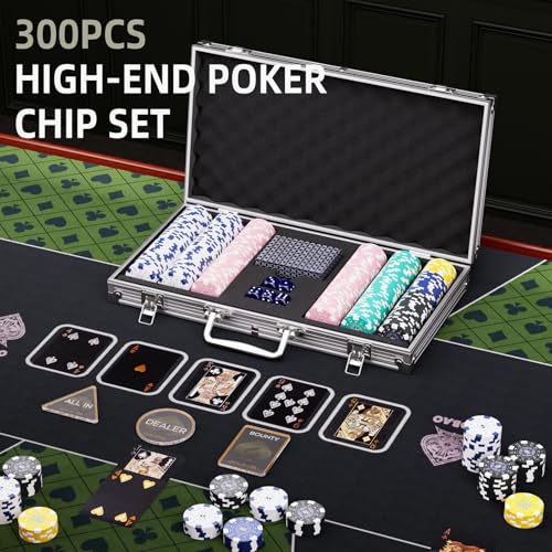 image for LUOBAO11.5 Gram Poker Chips Set 300 Piece Casino Chips with Denominati